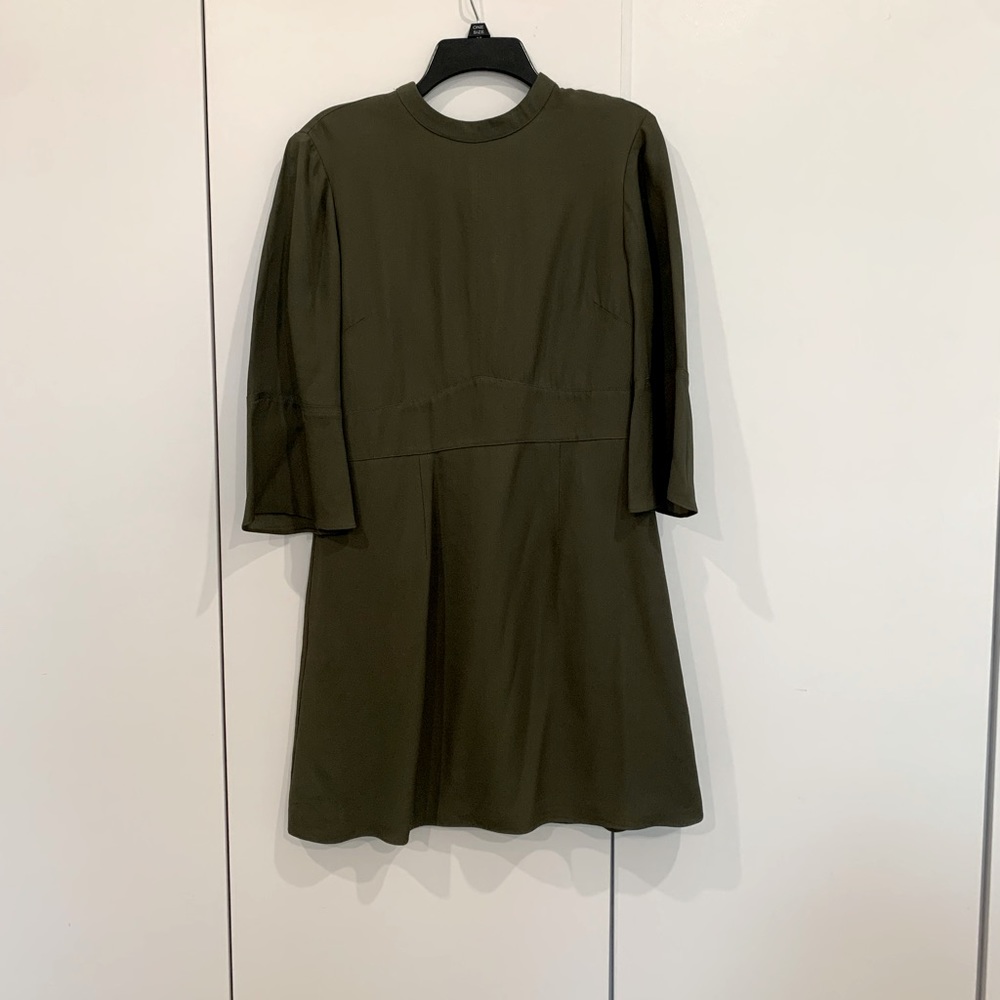 Reiss olive green dress with long sleeves